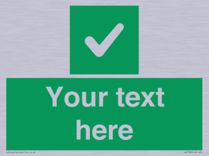 Custom green background, green square with tick sign